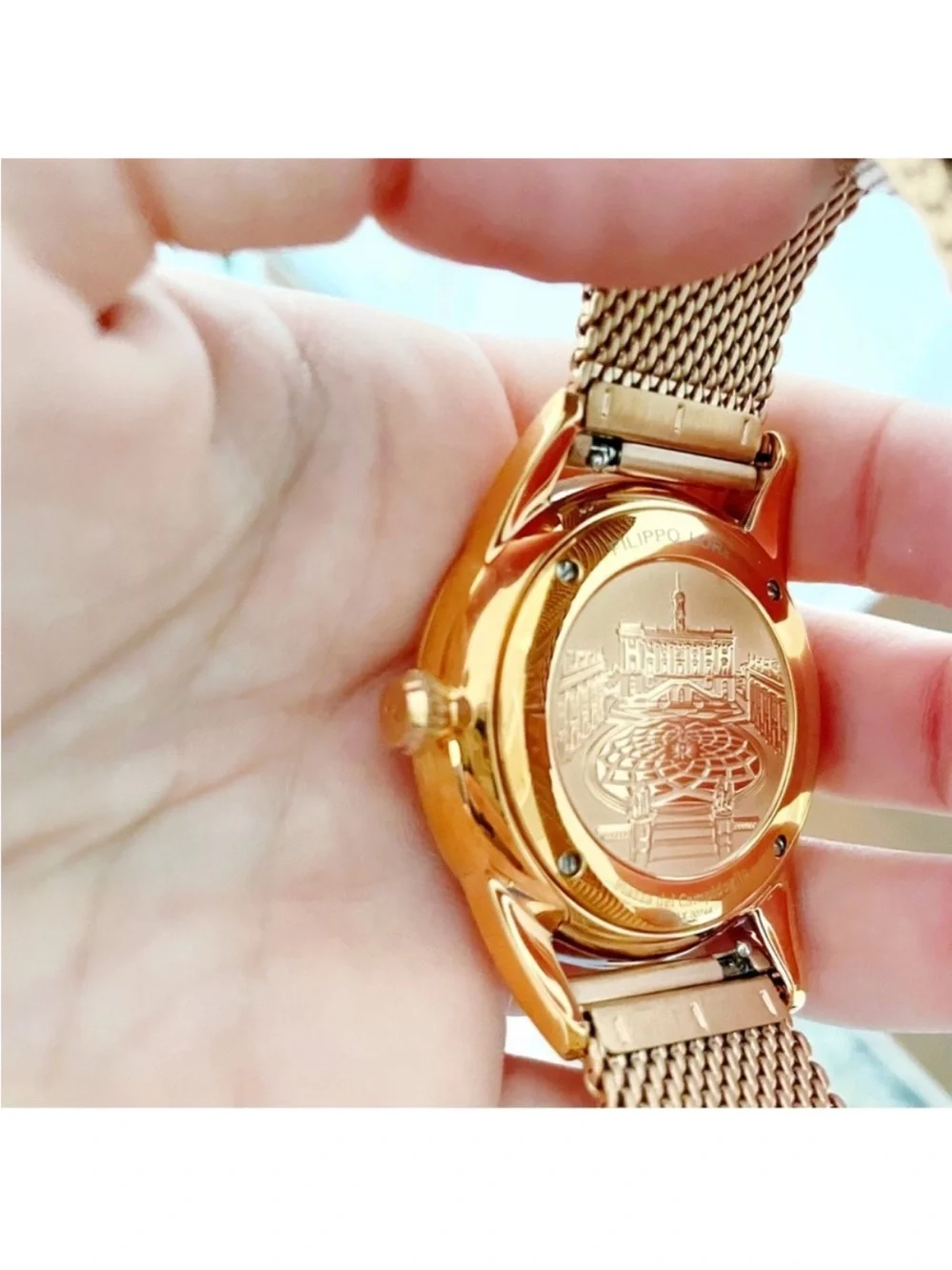 Filippo Loreti Rose Gold Mesh Watch Women’s Minimalist Luxury Dress Watch